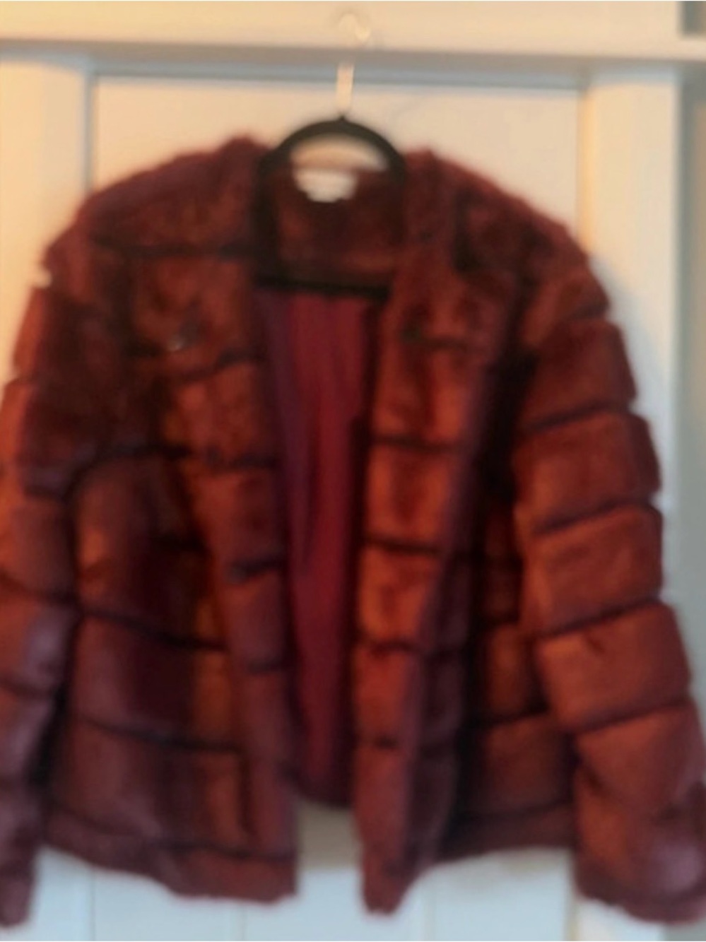 Ava & Viv Burgundy Faux Fur Puffer Coat